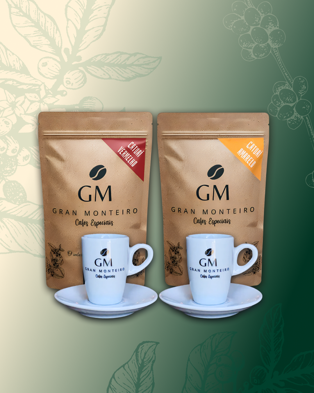 Kit Catuaí Amarelo + Catuaí Vermelho + 2 Xícaras